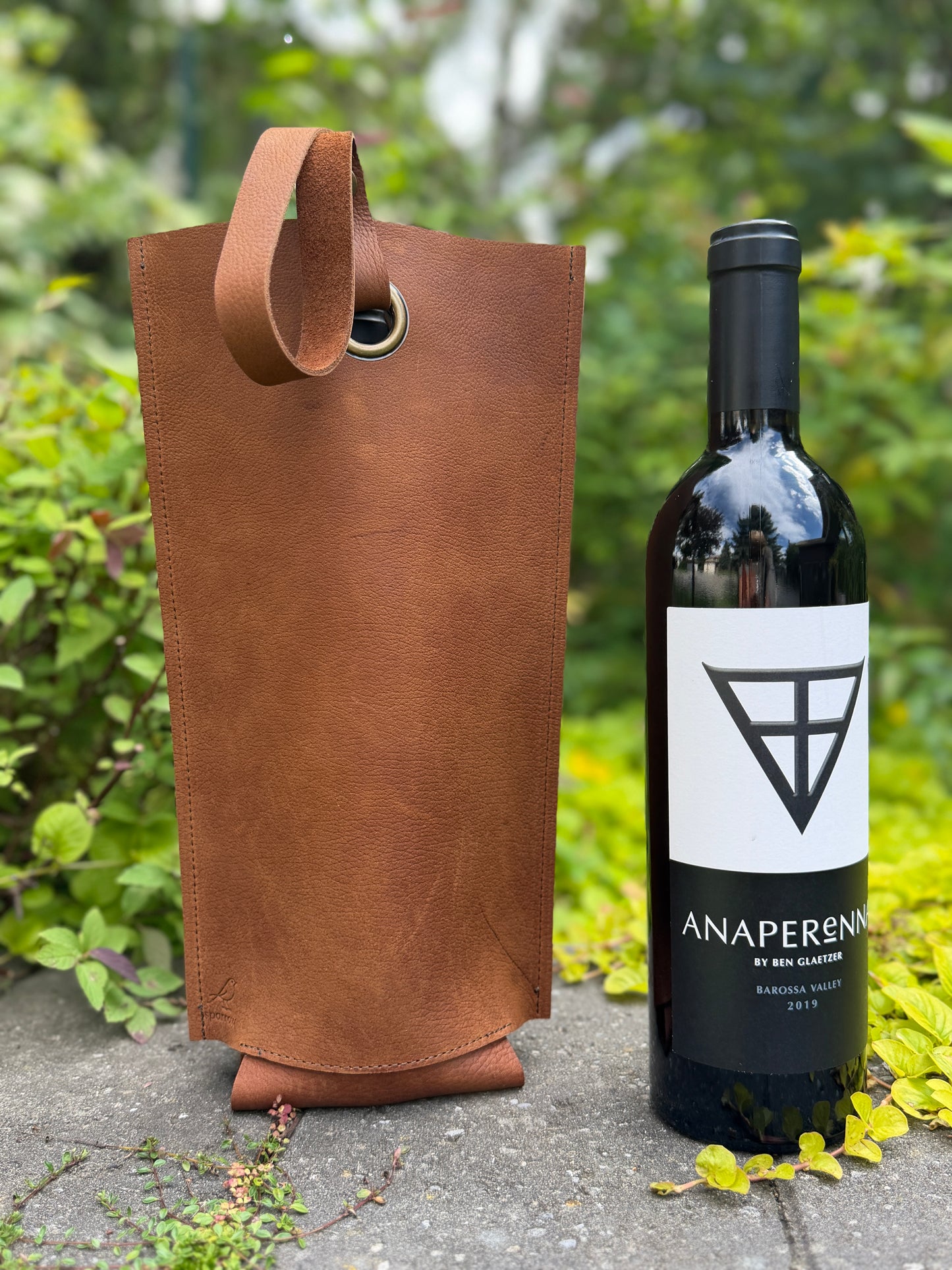 Full-Grain Leather Wine Bottle Tote