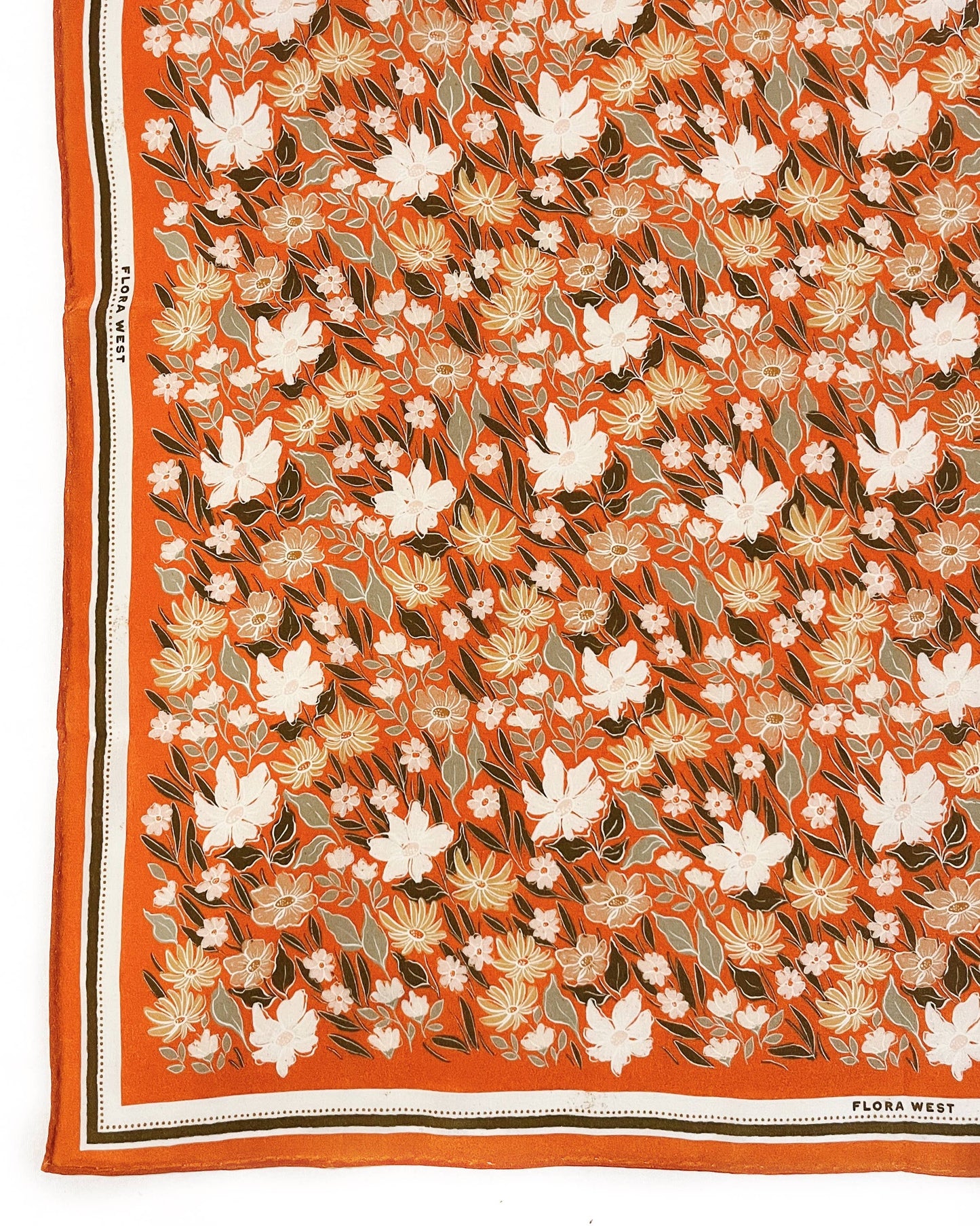 Handmade Silk scarf in orange floral print